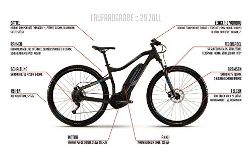 Elektrische Mountainbike : 29 Zoll HaiBike Sduro HardNine 1.0 E-Bike Elektro Fahrrad Pedelec 400Wh Shimano 9 Gang Altus Gr.XL