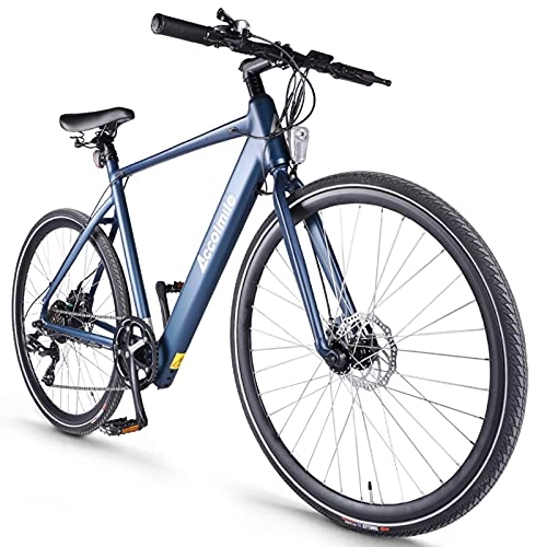 Elektrische Mountainbike : Accolmile Ebike 700C E-Race Bike City Commuter Bike Pedelec mit 36V 250W Heckmotor für Männer und Frauen 12.5Ah Lithium Batterie und Shimano 7-Gang, Blau
