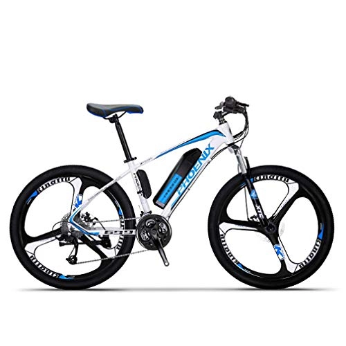 Elektrische Mountainbike : AISHFP Adult Electric Mountain Bike, 250W Schnee Bikes, Abnehmbare 36V 10Ah Lithium-Batterie für, 27-Gang-elektrisches Fahrrad, 26-Zoll-Magnesium-Legierung Integrierte Räder, Blau