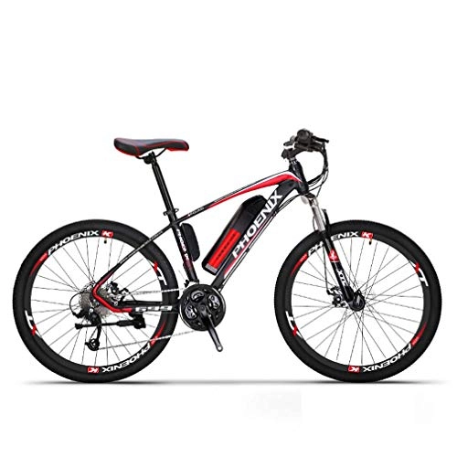 Elektrische Mountainbike : AISHFP Adult Electric Mountain Bike, 250W Schnee Bikes, Abnehmbare 36V 10Ah Lithium-Batterie für, 27-Gang-elektrisches Fahrrad, 26 Zoll-Räder, Rot