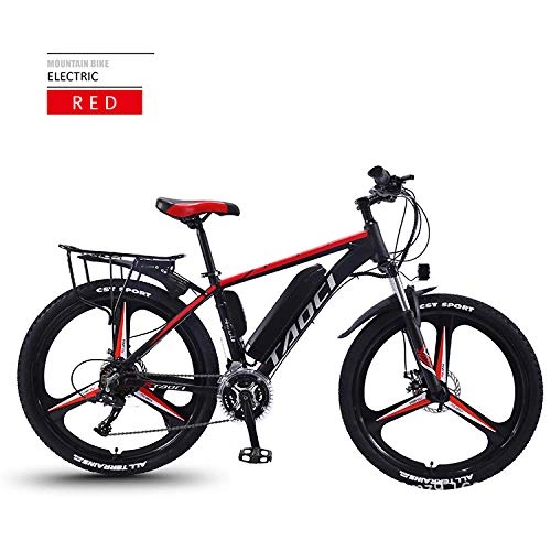 Elektrische Mountainbike : AKEFG 36V 350W elektrisches Fahrrad Electric Mountain Bike 26inch E-Bike 27 Beschleunigt Mens Sport Mountainbike-Lithium-Batterie Hydraulische Scheibenbremsen, Rot