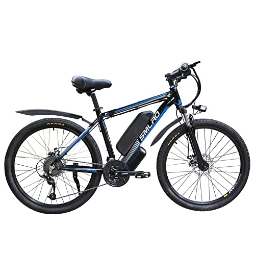 Elektrische Mountainbike : AKEZ Electric Bike für Erwachsene, 26"Ebike für Männer, elektrisches Hybrid-Bicycle MTB Alles Gelände, 48V 10Ah Abnehmbarer Lithium-Batterie-Road-Mountainbike, für Radfahren Workout (Black Blue 500)