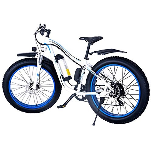 Elektrische Mountainbike : Amantiy Elektrisches Mountainbike, Electric Mountain Snow Bicycle Rennrad, 250 Watt 36V10.4AH Batterie, 26-Zoll-Fettreifen, 21-Gang-ebike Elektrisches kraftvolles Fahrrad. (Color : Blue)