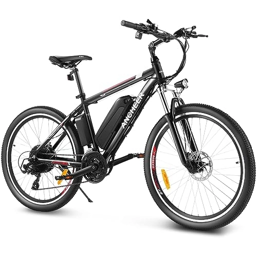 Elektrische Mountainbike : ANCHEER 26 / 27.5 Zoll E-Bike / Mountainbike Herren, Elektrofahrrad / Pedelec mit 36V-10.4 / 12.5 Ah Akku | LCD-Display & 21 Gang und 250W Hinterradmotor für 25 km / h