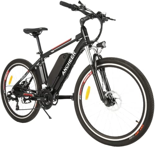 Elektrische Mountainbike : ANCHEER 26 Zoll E-Bike / Elektrofahrrad / E-Mountainbike + 288Wh & Shimano 21 Gang für 25KMH und Reichweite von 30-60KM (Rot, AE1 Pro-450Wh)