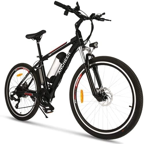 Elektrische Mountainbike : ANCHEER 26 Zoll E-Bike / Elektrofahrrad / E-Mountainbike + 288Wh & Shimano 21 Gang für 25KMH und Reichweite von 30-60KM (Schwarz, AE1-288Wh)