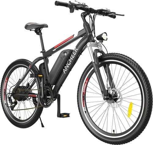 Elektrische Mountainbike : ANCHEER 26 Zoll E-Bike / Mountainbike Herren, Elektrofahrrad / Pedelec mit 36V 12.5Ah Akku | 450Wh & 21 Gang und 250W Hinterradmotor für 25 km / h