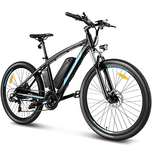 Elektrische Mountainbike : ANCHEER 27, 5 Zoll Elektro-Mountainbike für Erwachsene, E-Bike 250 W mit Lithium-Ionen-Akku 36 V 10 Ah, Elektrofahrrad mit LCD-Display, 21 Gang