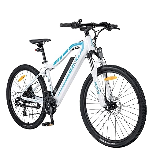 Elektrische Mountainbike : Bezior E-Bike M1 PRO mit 48V 12.5AH herausnehmbarer Lithium Akku bis zu 100km Lange Range Elektrofahrräder 27.5 Zoll Pedelec E-Citybike, Shimano 7-Gang (Weiß)