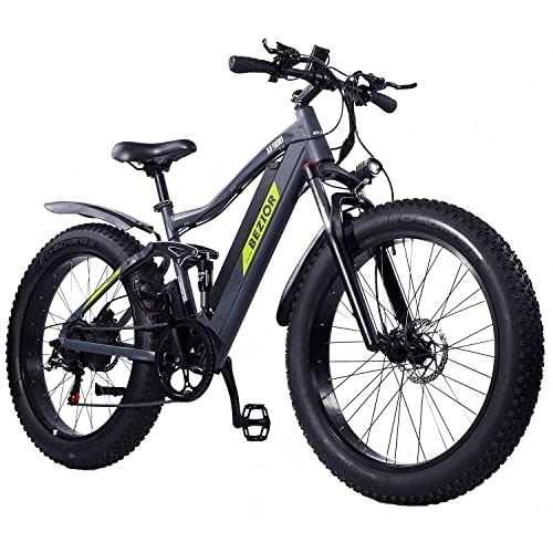 Elektrische Mountainbike : Bezior E-Bike XF900 Elektrofahrräder Herren 26 Zoll und Shimano 7 Gang E-Bike Offroad draußen Mountainbike (grau)