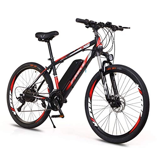 Elektrische Mountainbike : BMXzz 26 Zoll E-Bike, Herren Trekking und City-E-Bike Hinterradmotor 250W und 36 V 10 Ah Lithium-Ionen-Akku Scheibenbremsen - 27 Gang, Red 1, US