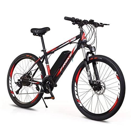 Elektrische Mountainbike : BYINGWD Ebike, Elektrische Fahrräder, Elektrische Fahrräder Für Erwachsene, Elektrische Mountainbikes, 26 '' Elektrische Fahrräder Für Erwachsene, Elektrofahrrad E-Bike, 21-Fach(Color:rot)