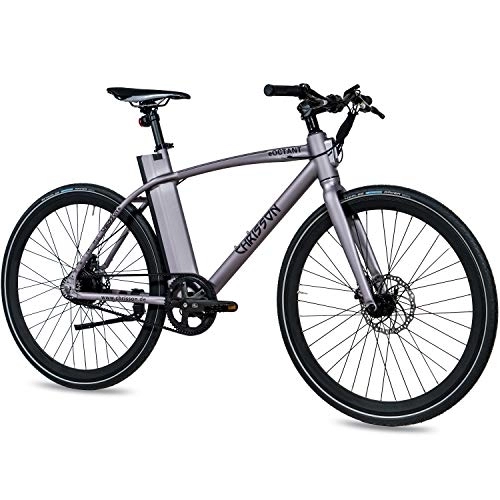 Elektrische Mountainbike : CHRISSON 28 Zoll E-Bike mit Riemenantrieb eOCTANT grau matt - Elektrofahrrad City Bike mit Aikema Hinterrad -Nabenmotor 250W, 36V, 40 Nm, Pedelec für Damen und Herren, praktisches E-City Bike