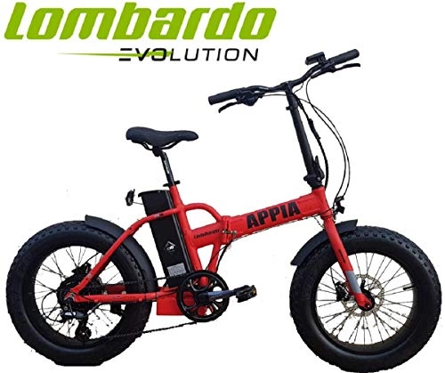 Elektrische Mountainbike : Cicli Puzone Fahrrad Lombardo APPIA Folding Fat Bike 20 BAFANG Gamma 2019, RED Black MATT, 44 cm