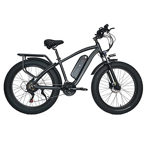 Elektrische Mountainbike : CMACEWHEEL M26 Leistungsstarkes Elektro-Mountainbike 26 Zoll Fat Tire Snowbike-Strandfahrrad 48V Wechselakku Lange Ausdauer (Black 15Ah)