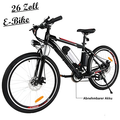 Elektrische Mountainbike : Coorun MT 26 Zoll Elektrofahrrad Mountainbike E-Bike Pedelec, 36V Lithium-Ionen USB, 36V 250W Heckmotor, 21 Gang Shimano Schaltung (26 Zoll (mit abziehbarer Akku 2))