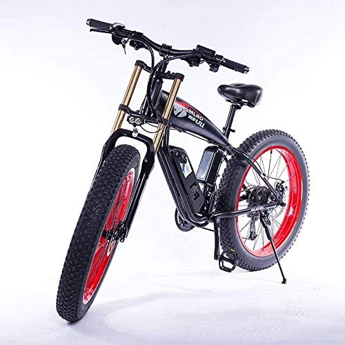Elektrische Mountainbike : CXY-JOEL 26 Zoll Fat Tire 350W E-Bike Mountainbike Beach Cruiser, Abnehmbare 48V 10Ah Lithium-Ionen-Batterie-Rot, Rot