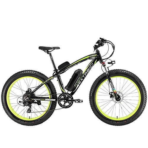 Elektrische Mountainbike : Cyrusher XF660 Elektrisches Fahrrad, 48 V, 500 W, 1000 W, für Herren, 21 Gänge, 66 cm, Fat Tire Rennrad, Citybike mit Scheibenbremsen und Federgabel (abnehmbarer Lithium-Akku) XXL Green-500W