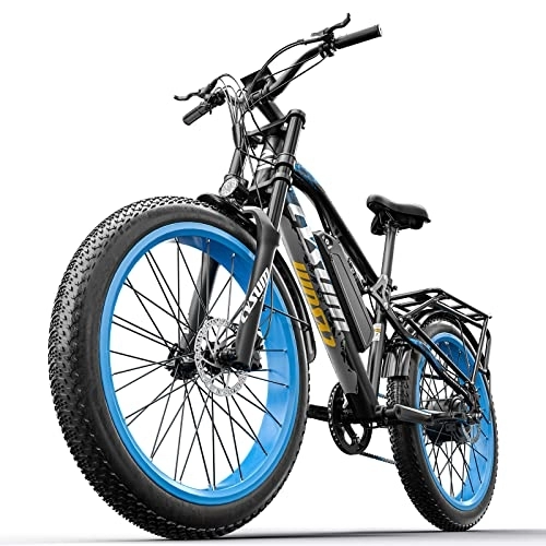 Elektrische Mountainbike : cysum CM-900 Elektrofahrrad, E-Bike für Herren und Damen, 26''E-Mountainbike, 48V17AH E Fahrrad, Shimano 9-G?nge Elektro Fahrrad (Blau)