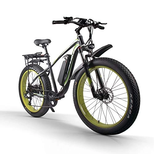 Elektrische Mountainbike : Cysum CM-980 Elektrofahrrad für Erwachsene Männer Frauen Fat E-Bike 26 * 4, 0 Zoll Mountainbike (Grün)