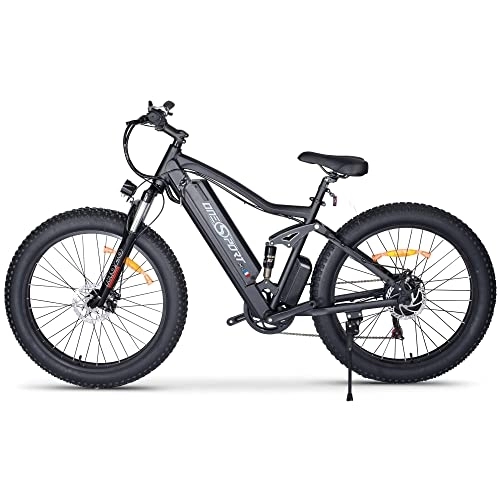 Elektrische Mountainbike : E-Bike E Mountainbike 26 Zoll, Elektrofahrrad Vollfederung 48V 10, 4Ah Mountain E-MTB Fahrrad, 72N.m, Shimano 7-Gang-Schaltung, mit All Terrain Fettreifen, Doppelscheibenbremsen