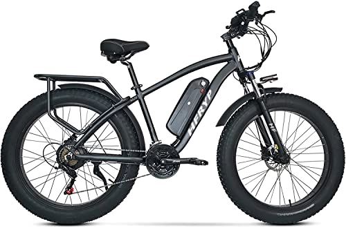 Elektrische Mountainbike : E Bike Herren 26 Zoll, Fat E-Bike Mountainbike mit Abnehmbare 48V / 15Ah Batterie | 85N.m Bürstenloser Hinterradmotor und Shimano 21-Gang | S2 Farbmonitor (Schwarz)