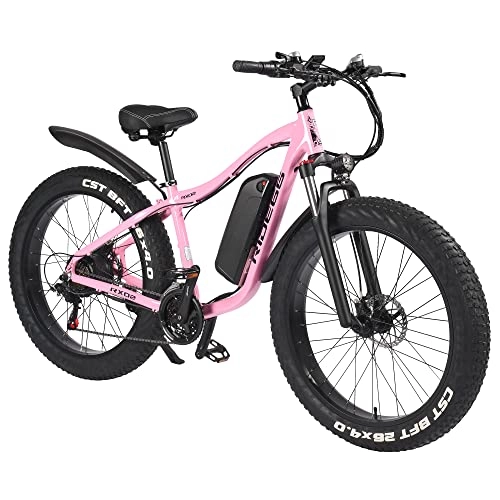 Elektrische Mountainbike : E Bike Mountainbike ebike Herren Damen 26 Zoll 1000W 48V 16Ah Fatbike (Rosa)