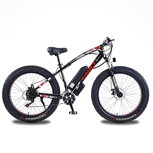 Elektrische Mountainbike : E-Bikes für Erwachsene, 4.0" Fat Tires 26 Zoll 21 Speed ​​Fahrrad, 48V 13AH 750W MTB E-Bike mit IP54 Wasserdicht (Farbe:schwarz)