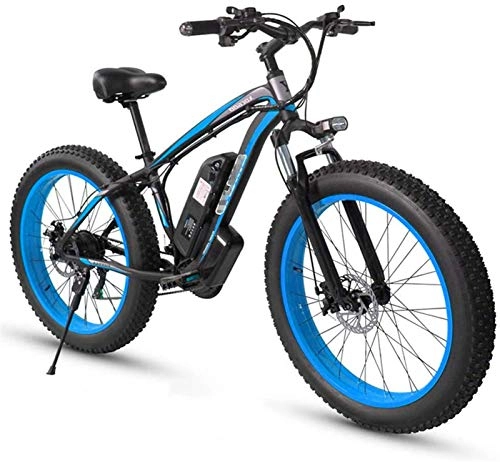 Elektrische Mountainbike : Ebike e-Bike, Adult Fat Tire Elektro Mountainbike, 26 Zoll-Räder, Leichtes Aluminium Rahmen, Vorder Fahrwerk, Bremsen Dual Disc, Elektro-Trekkingrad for Touring (Color : Blue)
