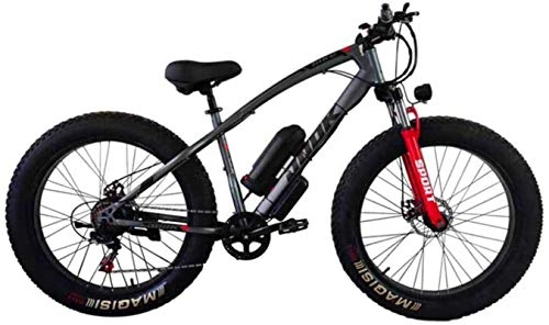 Elektrische Mountainbike : Ebike e-Bike, Elektro-Fahrrad-Lithium-Batterie Fat Reifen statt Mountain Bike Adult Breitreifen Erhöhung Cross-Country Schnee, Grau