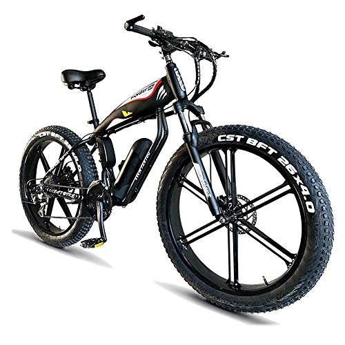 Elektrische Mountainbike : Electric Mountain Bike 400W Bis zu 25 km / h 26inch Fat Tire E-Bike 30 Geschwindigkeiten Beach Cruiser Sport Electric Bikes Lithium-Batterie Hydraulische Scheibenbremsen ( Color : 48V , Size : 14Ah )