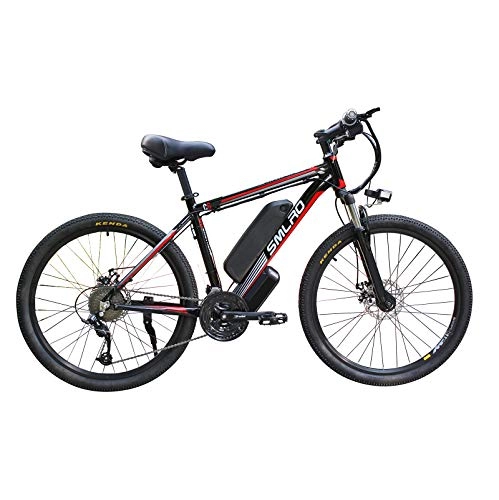 Elektrische Mountainbike : Elektrische Fahrräder für Erwachsene, 250W Aluminiumlegierung Ebike Fahrrad Removable 48V / 13Ah Lithium-Ionen-Akku Mountainbike / Arbeitsweg Ebike (Black red 250W 13A)