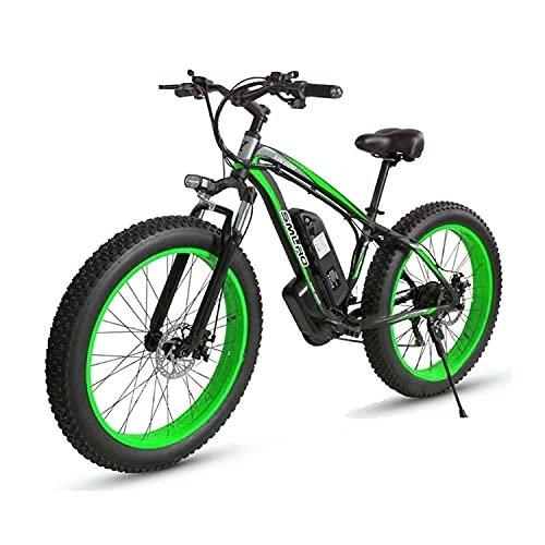 Elektrische Mountainbike : Elektrische Fahrräder Für Erwachsene, 4.0 Fettreifen Fahrrad / 350w 48v Super Power Elektrische Fahrräder Mit Abnehmbarer Lithiumbatterie Und Batterieladegerät Und Drei Arbeitsmodi(Color:Schwarz Grün)
