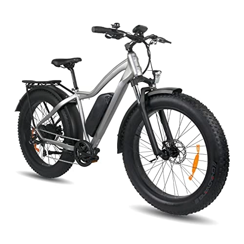 Elektrische Mountainbike : Elektrisches Schneefahrrad 26 Zoll Reifen 48V 750W 624WH Elektrisches Fahrrad Fetter Reifen Erwachsener E-Bike Leistungsstarkes E-Bike (Farbe : Light Grey)