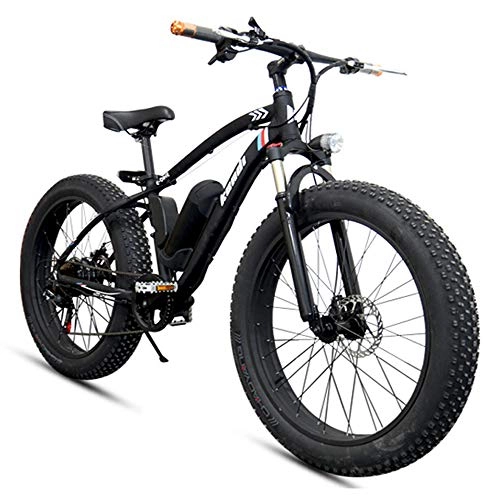 Elektrische Mountainbike : Elektro-Fahrrad Erwachsenen Hybrid Mountainbike Abnehmbare Lithium-Ionen-Batterie (36 V 250 W) 26"Schneemobil Rennrad Motorrad Roller mit Beleuchtung & Lautsprecher, Black
