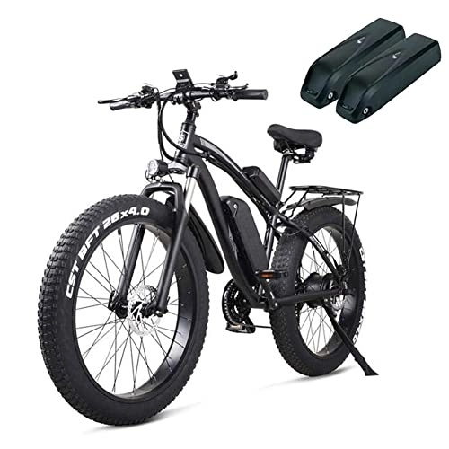 Elektrische Mountainbike : Elektro-Mountainbike, 26 Zoll, Ebike 1000 W mit großen Reifen, abnehmbarer Akku 48 V 17 Ah, LCD-Display, 3, 5 Zoll, Geschwindigkeit 21 Gänge (Balck für extra Battry))