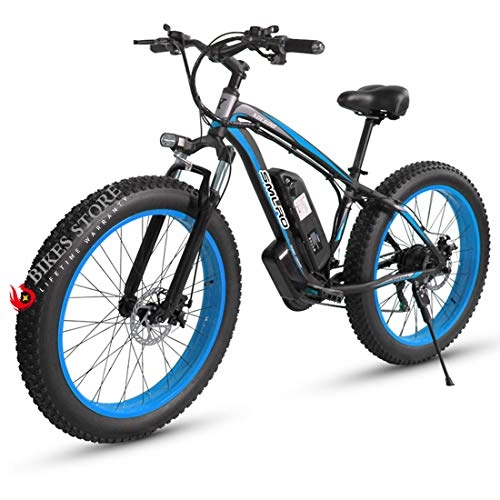 Elektrische Mountainbike : Elektrofahrrad E-Bike Mountainbike, 26"*4.0Elektrisches Fahrrad mit 48V 1000W Heckmotor 18AH Abnehmbarer Lithium Akku, MTB für Outdoor HerrenDamen (Black Blue)
