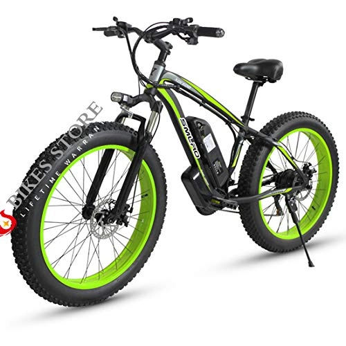 Elektrische Mountainbike : Elektrofahrrad E-Bike Mountainbike, 26"*4.0Elektrisches Fahrrad mit 48V 1000W Heckmotor 18AH Abnehmbarer Lithium Akku, MTB für Outdoor HerrenDamen (Black Green)