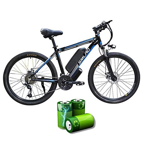 Elektrische Mountainbike : Elektrofahrrad für Erwachsene, elektrisches Mountainbike, abnehmbares 26-Zoll-360-W-Ebike-Fahrrad aus Aluminiumlegierung, 48-V / 10-Ah-Lithium-Ionen-Batterie für das Radfahren im Freien, Black blue