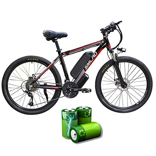 Elektrische Mountainbike : Elektrofahrrad für Erwachsene, elektrisches Mountainbike, abnehmbares 26-Zoll-360-W-Ebike-Fahrrad aus Aluminiumlegierung, 48-V / 10-Ah-Lithium-Ionen-Batterie für das Radfahren im Freien, Black red