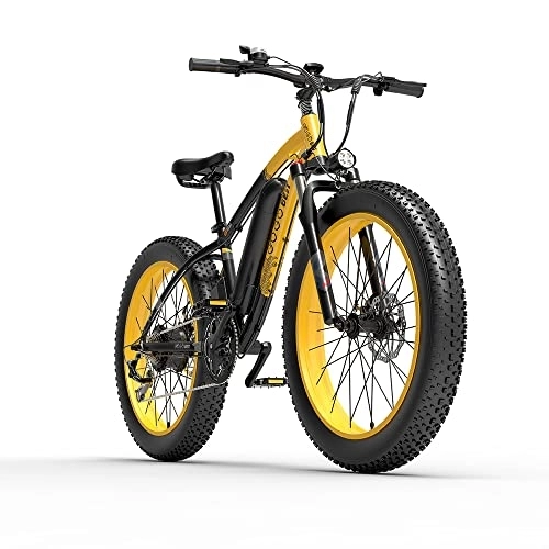 Elektrische Mountainbike : Elektrofahrräder mit herausnehmbare Batterie, Unisex Erwachsene E-Bike Mountainbike für Damen und Herren Elektro Mountain Bike mit IP54 Wasserdicht für Stadt und Mountain（schwarz-gelb）
