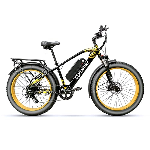 Elektrische Mountainbike : Extrbici Elektrische Fahrräder Elektrofahrradbatterie 48V 26 Zoll Fettreifen Erwachsenen Elektro Mountainbike XF650 (Yellow)