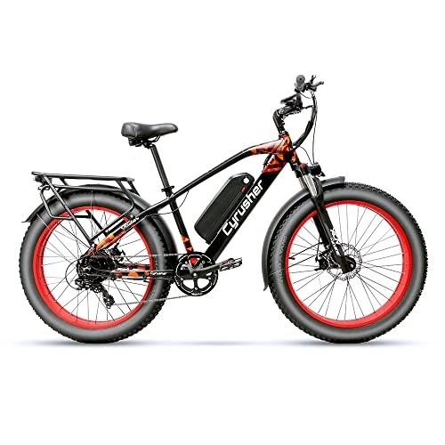 Elektrische Mountainbike : Extrbici Elektrisches Mountainbike für Damen und Herren mit Wasserdichtem Lithium-Akku 48 V 13 Ah XF650 Rot