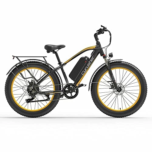 Elektrische Mountainbike : Extrbici Elektrofahrradbatterie 48V 26 Zoll Fettreifen Erwachsenen Elektro Mountainbike XF650 (Yellow)