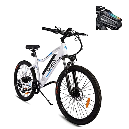 Elektrische Mountainbike : Fafrees F100 E Bike Herren mit Batterie 48V / 11, 6A, Mountainbike 26 Zoll Bürstenlosen Motor, Elektrofahrräder Geschwindigkeitsregelanlage-Funktion, Ebike Klapprad Damen - Weiß