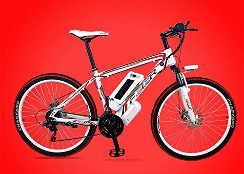 Elektrische Mountainbike : Fashion Electric Bicycle, Mountain Bike, 21 Speeds, 36V / 250W, 26 Inches, with Twist Grip, Lithium Battery, Disc Brake, High-Carbon Steel Frame (red, 10ah)