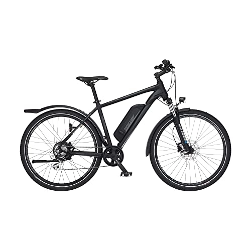 Elektrische Mountainbike : Fischer E-Bike ATB, Terra 2.1 Elektrofahrrad für Damen und Herren, RH 48 cm, Hinterradmotor 45 Nm, 48 V Akku, schwarz matt, 27, 5 Zoll