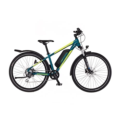 Elektrische Mountainbike : FISCHER E-Bike ATB Terra 2.1 Junior, Elektrofahrrad, Grün Glanz, 27, 5 Zoll, RH 38 cm, Hinterradmotor 45 Nm, 48 V Akku