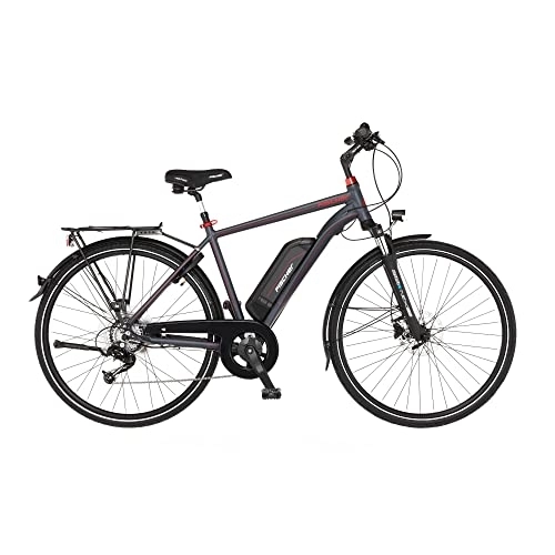 Elektrische Mountainbike : Fischer E-Bike Trekking, VIATOR 1.0 Elektrofahrrad für Herren, RH 50 cm, Hinterradmotor 45 Nm, 48 V Akku, dunkel anthrazit matt, 28 Zoll