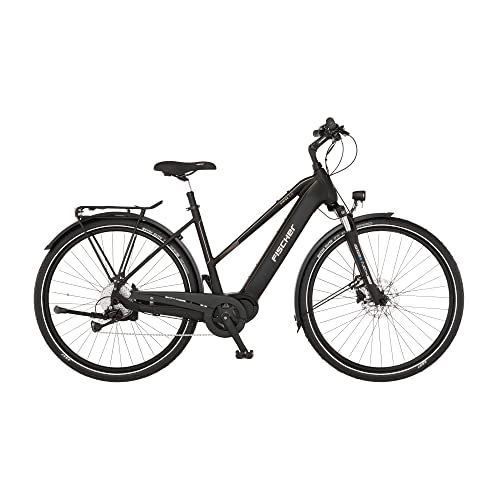 Elektrische Mountainbike : FISCHER E-Bike Trekking VIATOR 4.2i, Elektrofahrrad für Damen und Herren, RH 50 cm, Mittelmotor 80 Nm, 36 V Akku